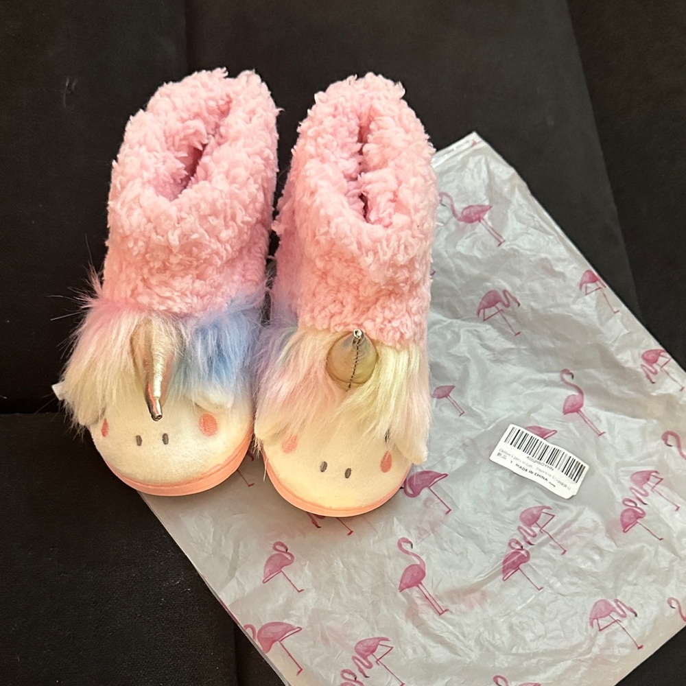 Unicorn Pink Kids Pajama Slippers